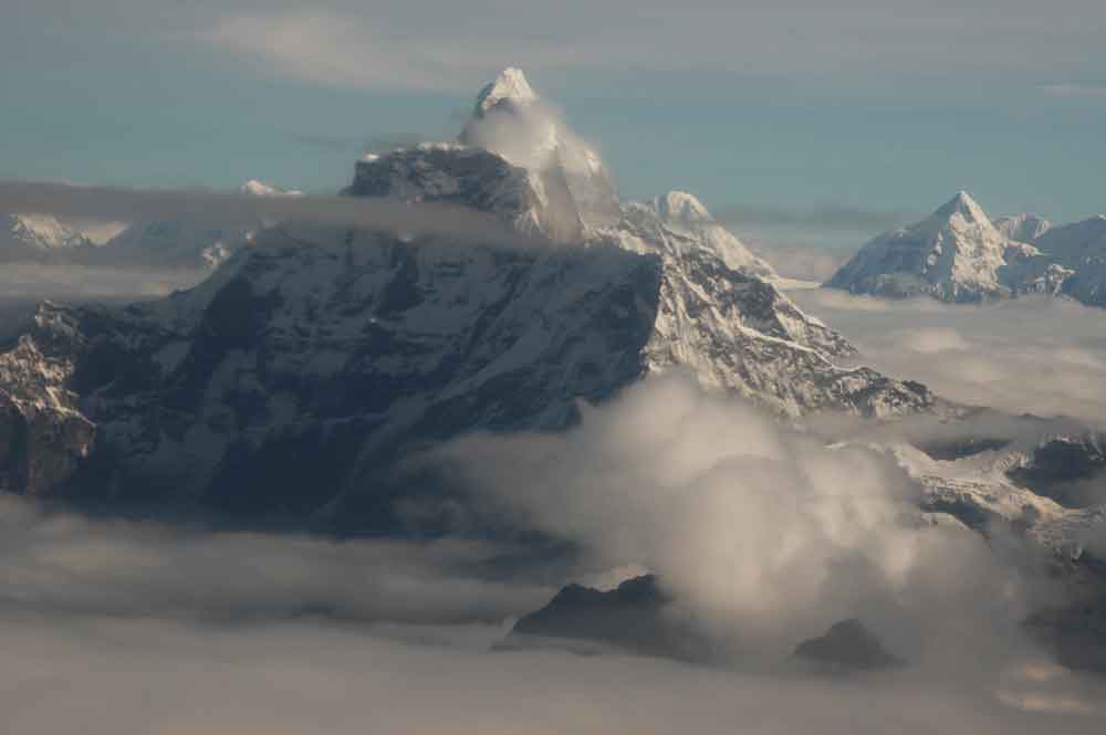 128 - Nepal - cordillera del Himalaya, panoramica aerea del Gauri Shankar, 7134 m
